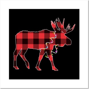 Santa Deer Plaid Red Buffalo Animal Merry Christmas Pajamas Family Posters and Art